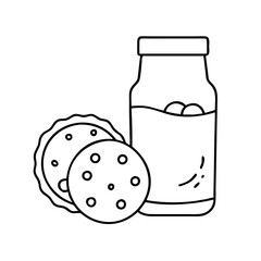 milk and cookies icon, milk and cookies line art - simple line art of milk and cookies, perfect for milk and cookies logos and icons