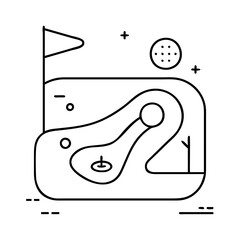 mini golf course icon, mini golf course line art - simple line art of mini golf course, perfect for mini golf course logos and icons