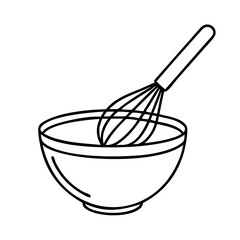 mixing bowl with whisk icon, mixing bowl with whisk line art - simple line art of mixing bowl with whisk, perfect for mixing bowl with whisk logos and icons