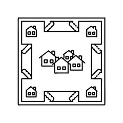 monopoly board with houses icon, monopoly board with houses line art - simple line art of monopoly board with houses, perfect for monopoly board with houses logos and icons