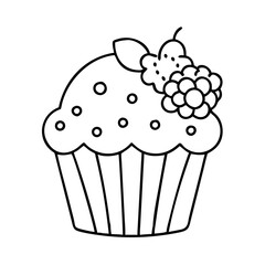 muffin with berries icon, muffin with berries line art - simple line art of muffin with berries, perfect for muffin with berries logos and icons