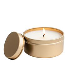 Single Flat White Candle in Brushed Gold Tin Container Offering a Clean and Elegant Aesthetic for Home Decoration or Relaxation