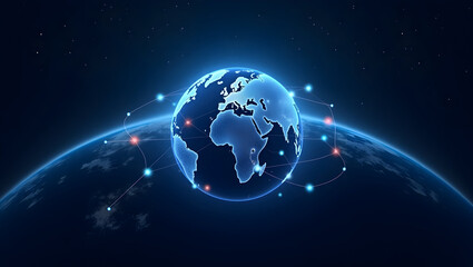 Glowing Earth network from space illustration