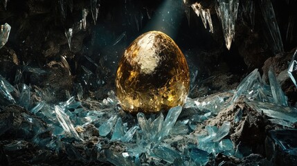 Golden egg in crystal cave