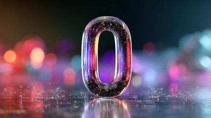 Shiny zero with digital background — a detailed and modern 3D-style concept ideal for tech visuals, infographics, marketing materials, and futuristic digital presentations.