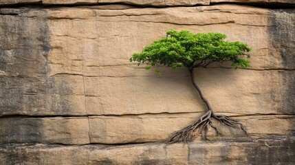 Tree growing from rock face, tenacious roots.