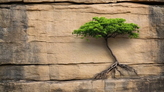Tree growing from rock face, tenacious roots.
