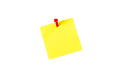 Yellow Sticky Note With Red Push Pin Isolated On Black