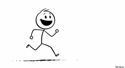 Fototapeta premium A Happy Stick Figure Running Joyfully
