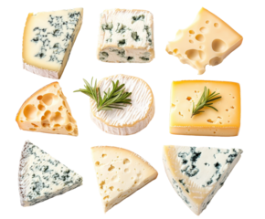 Delicious cheese tasting event artisan market food isolated on transparent background