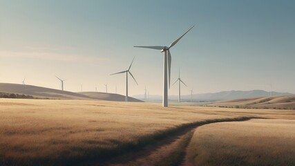 Modern Windmill Amid Verdant Landscape