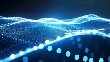 Abstract blue wave design with light spots for futuristic digital technology vector background illustration - Powered by Adobe