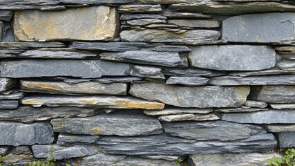Stacked gray stone wall texture background