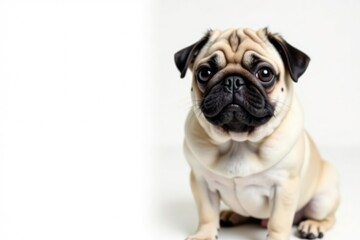 Obraz premium Adorable pug dog, isolated on white background , animal, purebred, cute