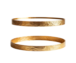 Elegant gold bangles displayed on a jewelry minimalist style isolated on transparent background