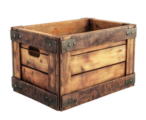Rustic wooden crate setup product natural light environment isolated on transparent background