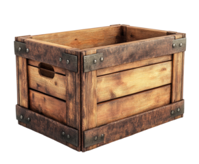 Rustic wooden crate setup product natural light environment isolated on transparent background
