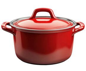Cooking essentials classic red dutch oven for delicious home meals kitchen isolated on transparent background