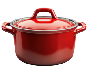 Cooking essentials classic red dutch oven for delicious home meals kitchen isolated on transparent background