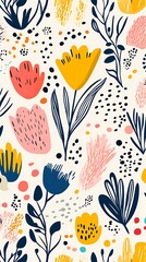 Colorful floral pattern, textile design