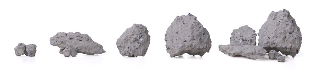 Concrete rubble broken, Broken concrete slabs isolated on white background