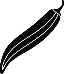 okra pod silhouette vector on white background  