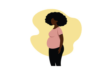 Pregnant Black Woman Simple Illustration