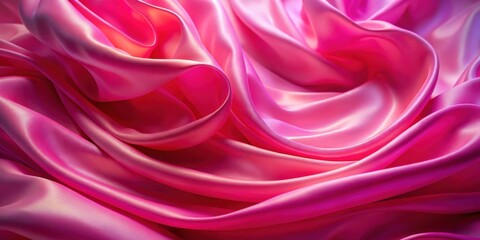 Obraz premium Abstract Drapery of Pink Satin Fabric with Soft, Delicate Waves and a Smooth, Sleek Texture