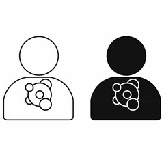 Minimalist user profile icon with molecule or network symbol. Perfect for science, tech, biotech, or social media connection themes in vector design.