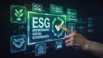 Interactive graphic display of ESG principles.