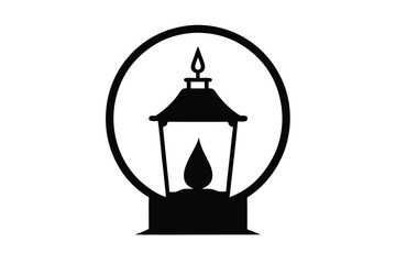 Elegant black and white lantern symbol depicting light and guidance in a simple style
