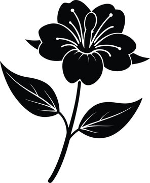 black flower blossom stem leaves clip art preview
