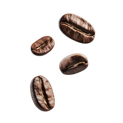 Flying coffee beans isolated on white background. Fresh coffee beans roasted, floating in air, isolated.