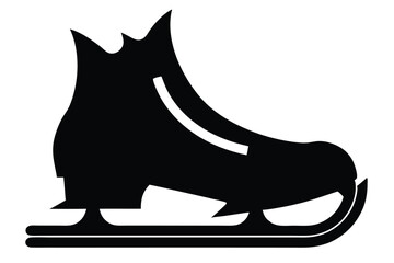 Silhouette illustration of a classic ice skate for winter sports and recreational activities