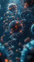 Complex microscopic structures of pathogens in a dark environment.