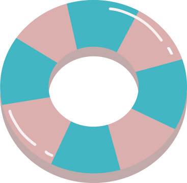 Pastel Pink and Teal Inflatable Life Ring Summer Illustration