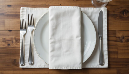 A white plate with knife and fork for food styling or culinary blogs