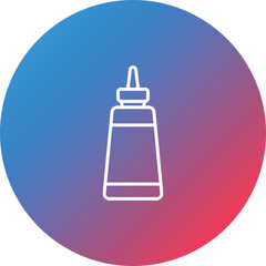 Ketchup Bottle Line Gradient Circle Background Icon