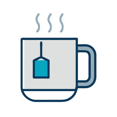 Obraz premium Kitchen Mug with Tea Bag Icon Representing Hot Beverage and Tea Preparation
