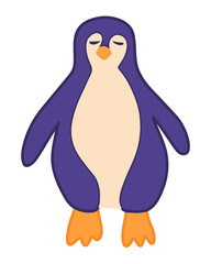 Vector isolated illustration of a cartoon penguin on a white background.