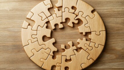 Wooden puzzle in a circular arrangement
