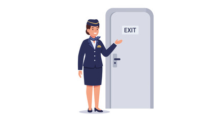 Smiling Flight Attendant in Uniform Ready for Service on Board