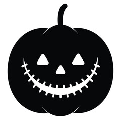 A simple black jack o lantern pumpkin face for halloween decorations and celebrations