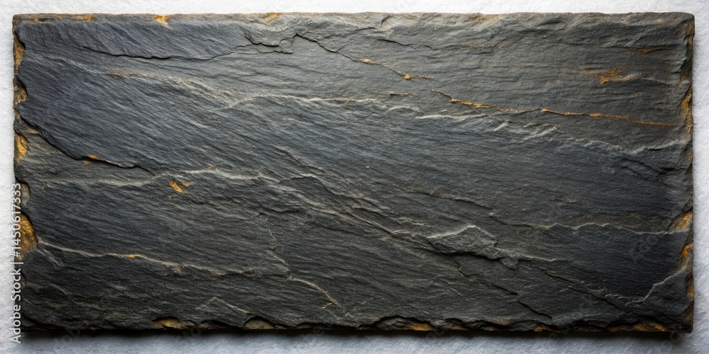 Fototapete A Close-up View of a Rough Textured Slate Slab with Visible Mineral Veins and Subtle Light Reflection