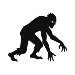 Silhouette of a creeping monster a spooky halloween creature in black and white vector