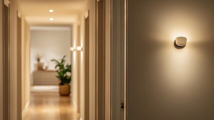 Interior hallway with warm light and subtle details.
