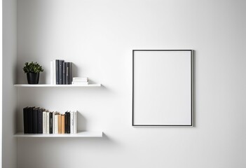 Simple wall with floating shelf styling, books and space for