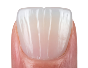 macro close-up of healthy human fingernail on isolated background with clean natural texture for manicure or nail care concept
