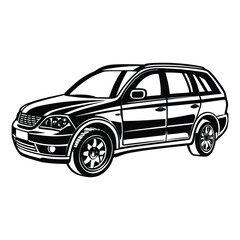 Obraz premium Car vector image. Side view. Car icon on a white background. illustration.