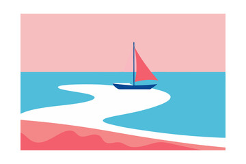 Summer Illustration Vector Sunny Seasonal  on White Background

